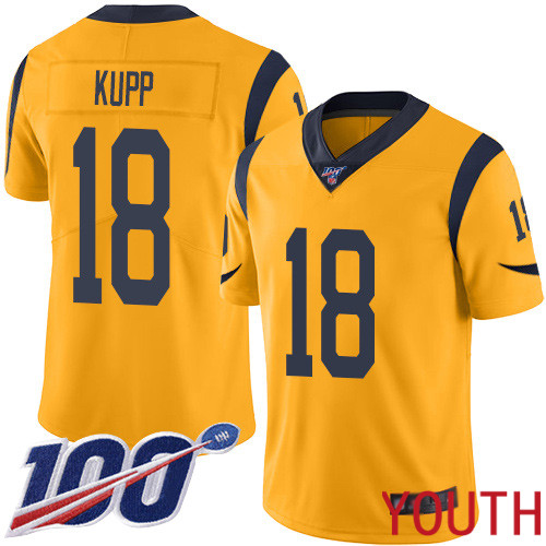 Los Angeles Rams Limited Gold Youth Cooper Kupp Jersey NFL Football #18 100th Season Rush Vapor Untouchable